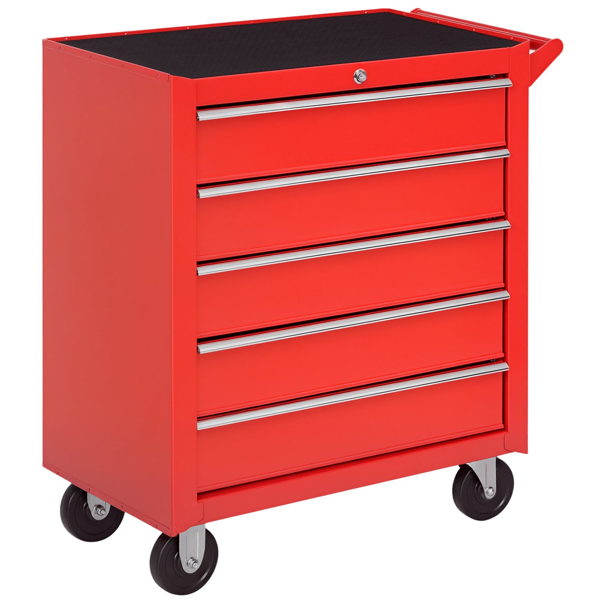 Rolling steel tool cabinet with lockable drawers
