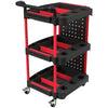 Rolling tool trolley with pegboard and hooks