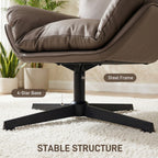 Accent Chair with 360 Swivel Armchair for Living Room with Padded Cushion Dark Brown