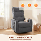 Recliner Armchair, Chenille Recliner Chair with Massage and Heat, 360Â° Swivel Rocking Manual Recliner, Dark Grey