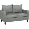 Faux Leather Marble-Effect Two-Seater Sofa - Grey