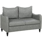 Faux Leather Marble-Effect Two-Seater Sofa - Grey