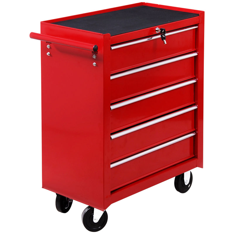 5-Drawer Lockable Rolling Steel Tool Cabinet – Red – image 1 of 9