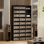 835 CD/500 DVD Storage Unit, Blu-ray Media Storage Shelf with 27 Compartments and 21 Adjustable Shelves, Black