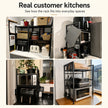 Expandable microwave stand in customer kitchen setups