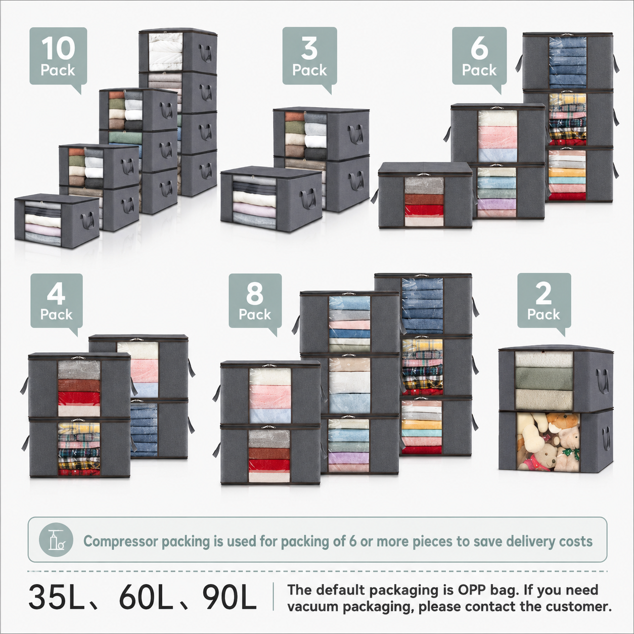 Large Capacity Clothing Storage Bags with Transparent Window