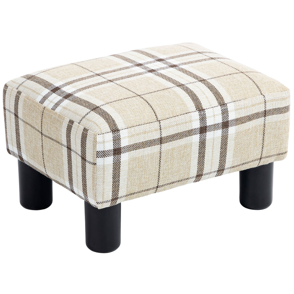 Linen Fabric Footstool Ottoman Cube with 4 Plastic Legs, Multi-colored