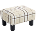 Linen Fabric Footstool Ottoman Cube with 4 Plastic Legs, Multi-colored