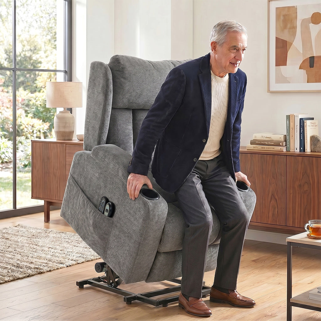HOMCOM Power Lift Recliner Chair with Vibration Massage and Heat, Chenille Riser and Recliner Armchair for Elderly, Grey