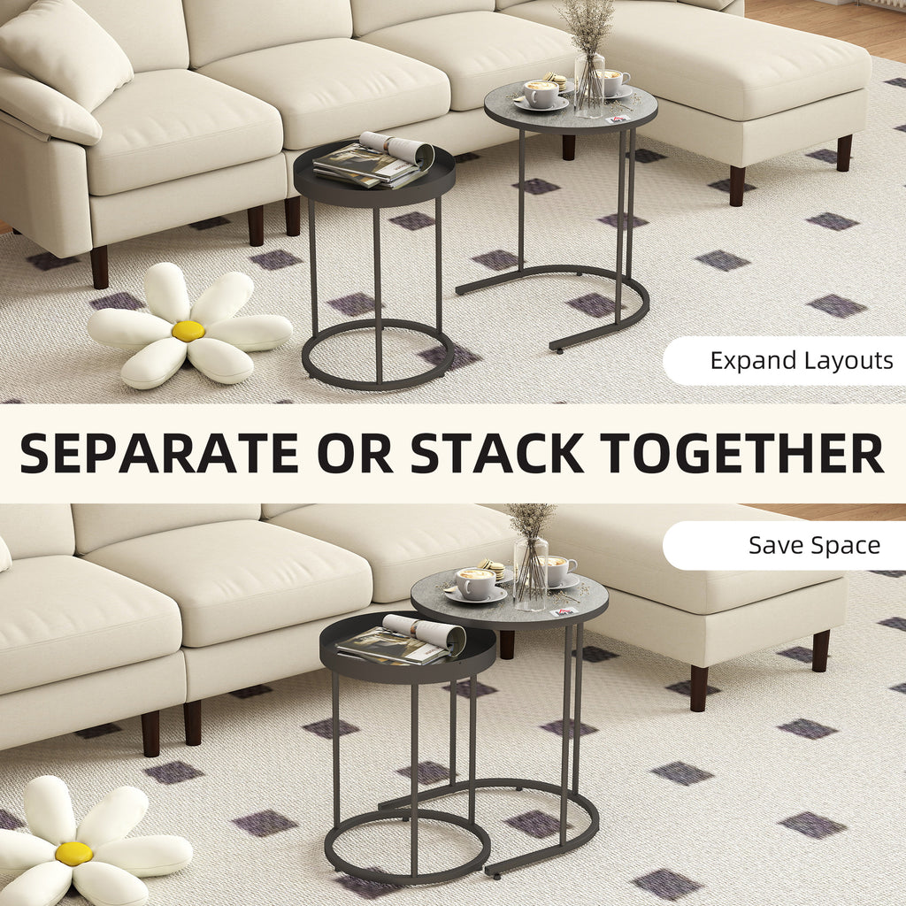 Set of Two Industrial Nesting Tables - Grey