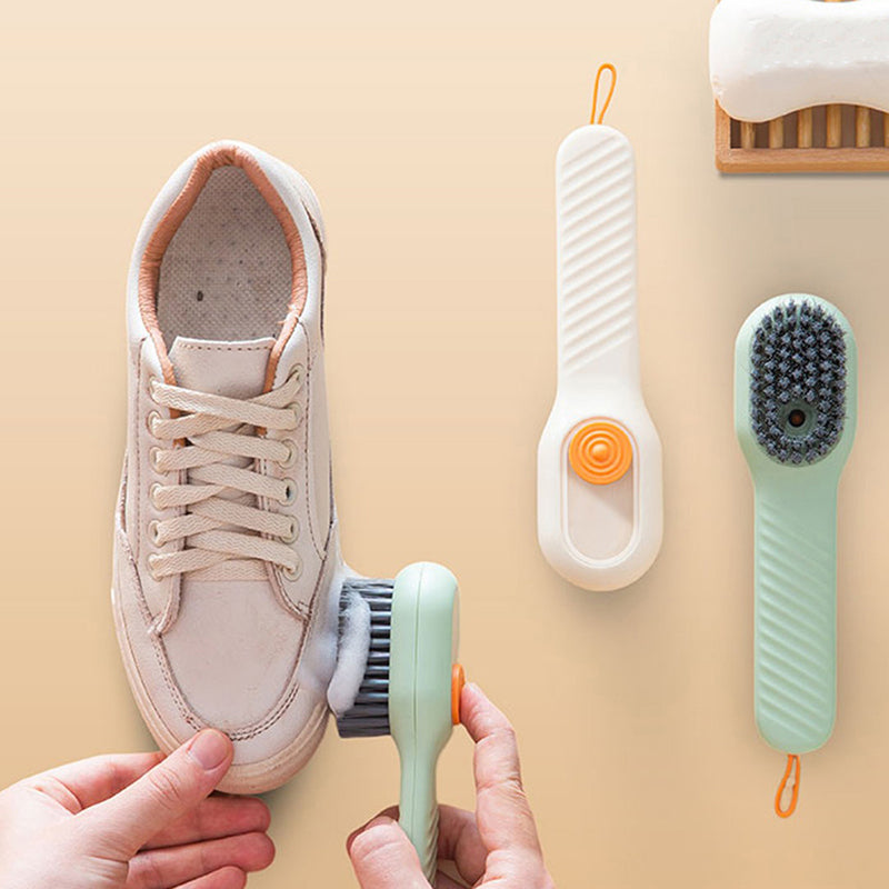Automatic Liquid Dispensing Shoe Brush — Soft Bristles, Multi-Surface Cleaning