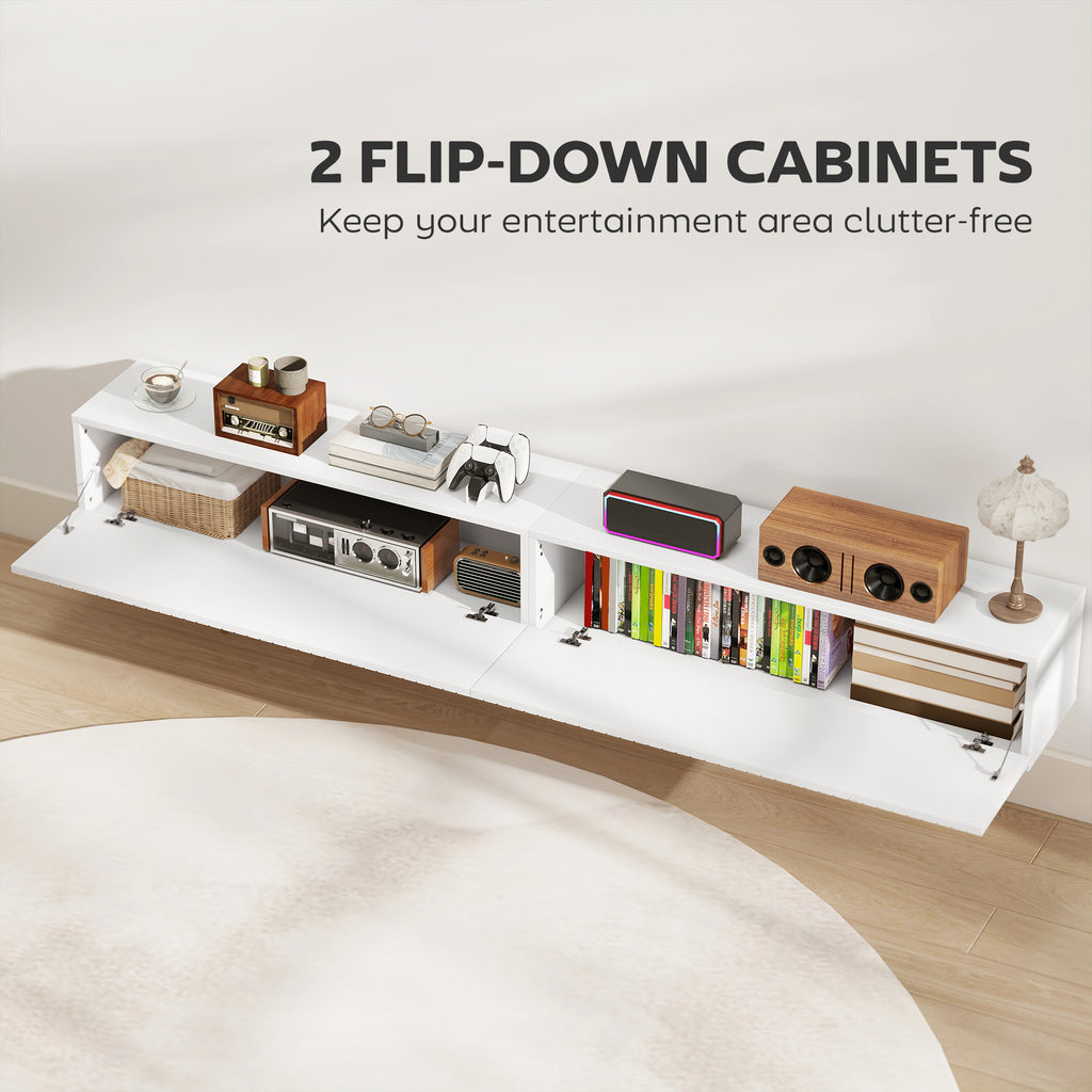 80cm Floating TV Stand, Wall Mount TV Unit with Cable Management Hole, Fits up to 72" TV, White