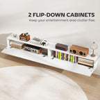 80cm Floating TV Stand, Wall Mount TV Unit with Cable Management Hole, Fits up to 72" TV, White