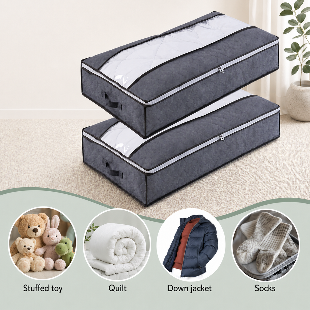 2-Pack Large Underbed Storage Organizers with Viewing Window