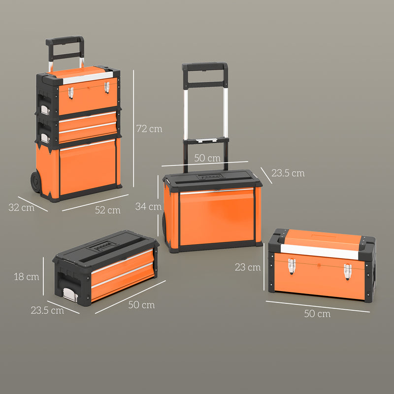 3-in-1 Stackable Rolling Tool Box System – Orange – image 3 of 9