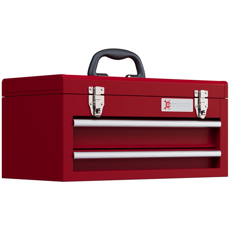 2-Drawer Metal Tool Box with Carry Handle – Red – image 1 of 9