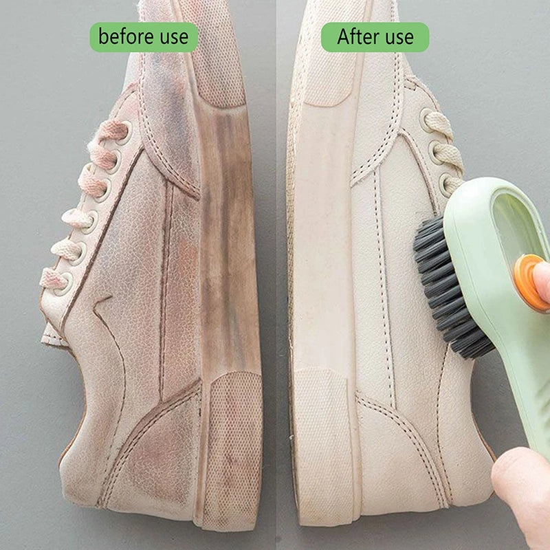 Automatic Liquid Dispensing Shoe Brush — Soft Bristles, Multi-Surface Cleaning