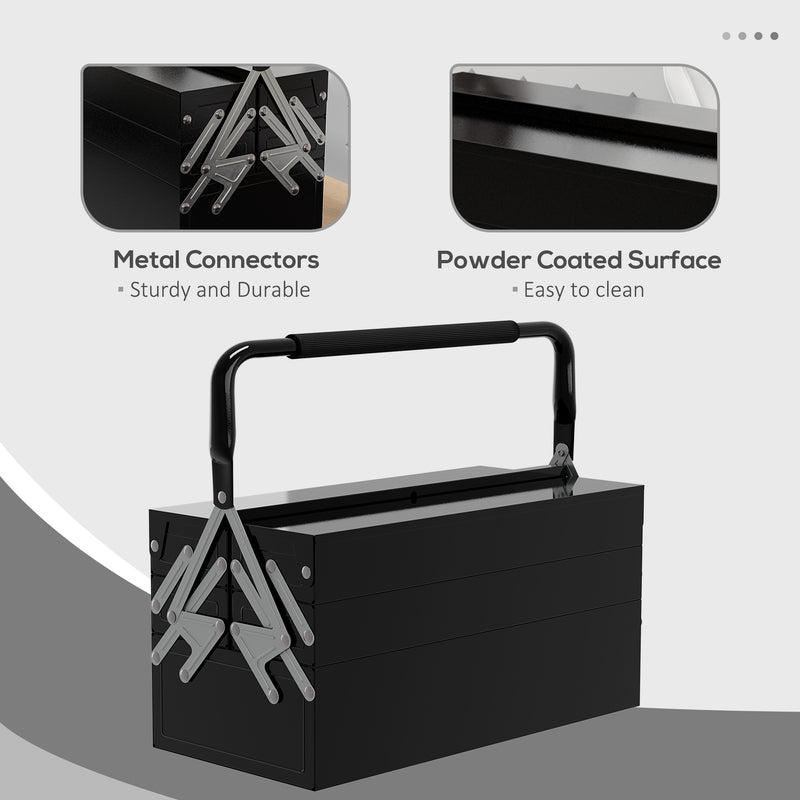 5-Tray Cantilever Steel Tool Box with Carry Handle – Black – image 6 of 9