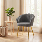 Lounge Chair Petal-Back Armchair Metal Metal Legs for Living Room Bedroom, Grey