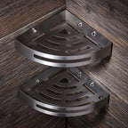Stainless Steel Corner Shelf — Wall Mounted Bathroom Organiser, No Drill