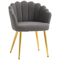 Lounge Chair Petal-Back Armchair Metal Metal Legs for Living Room Bedroom, Grey