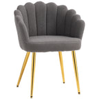 Lounge Chair Petal-Back Armchair Metal Metal Legs for Living Room Bedroom, Grey
