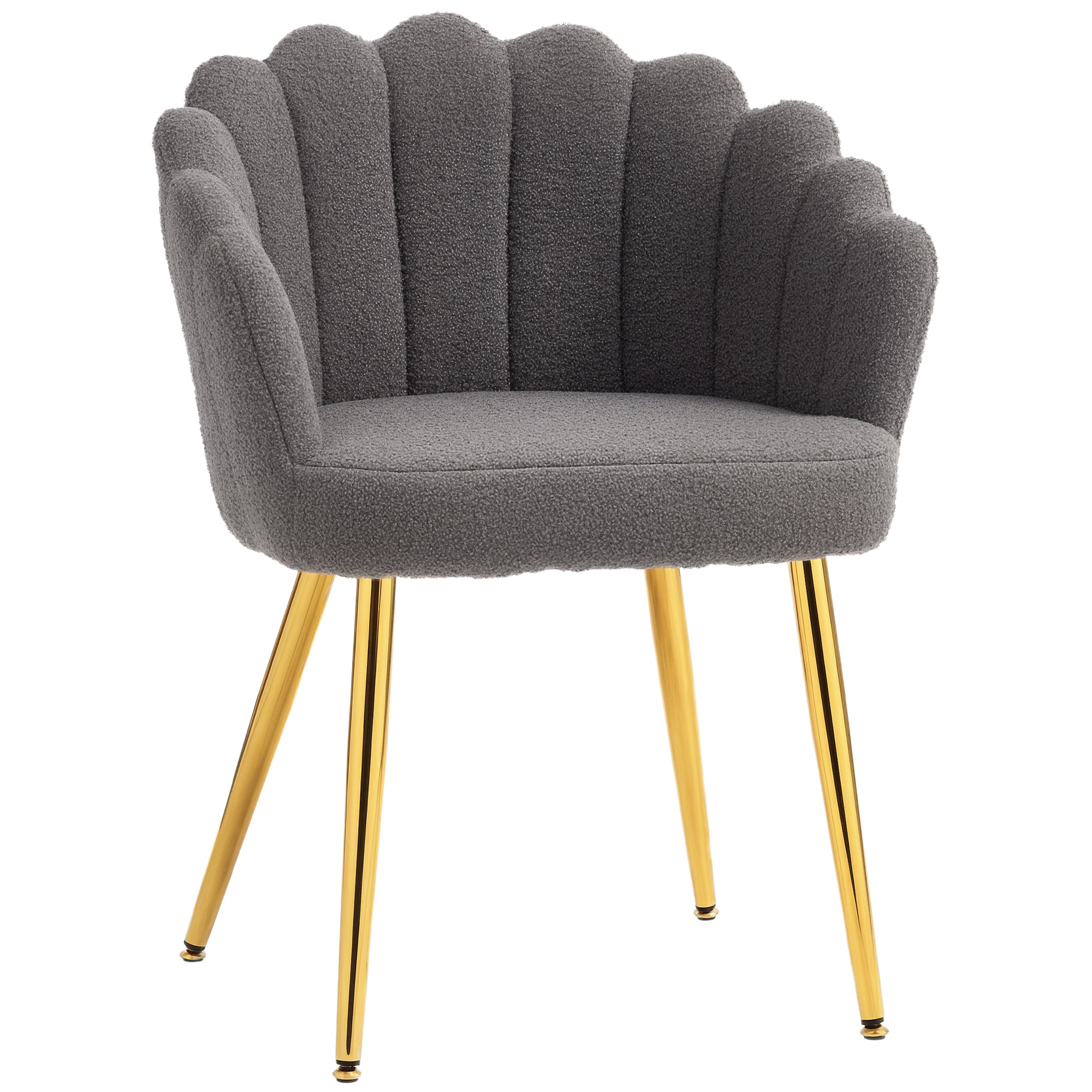 Lounge Chair Petal-Back Armchair Metal Metal Legs for Living Room Bedroom, Grey