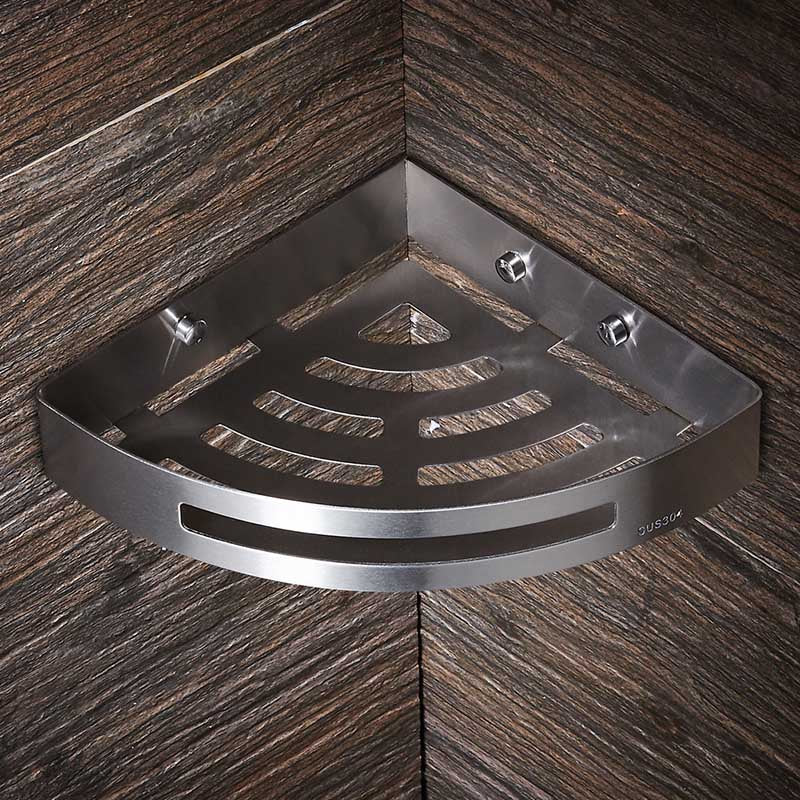 Stainless Steel Corner Shelf — Wall Mounted Bathroom Organiser, No Drill