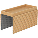 Bamboo Sofa Arm Tray, Foldable Anti-Slip Armrest Tray for Drinks and Snacks, Natural Wood Finish