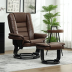 Faux Leather 135Â° Reclining Chair and Footstool - Brown