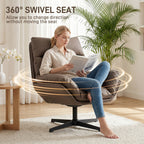 Accent Chair with 360 Swivel Armchair for Living Room with Padded Cushion Dark Brown