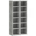 Set of 2 CD Media Display Shelf Unit Tower Rack with Adjustable Shelves, Grey