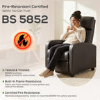 HOMCOM Recliner Armchair, Massage Faux Leather Push Back Reclining Chair with Adjustable Leg Rest, Side Pocket, for Home Living Room Theatre, Brown
