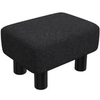 Linen Fabric Footstool Ottoman Cube with 4 Plastic Legs, Black