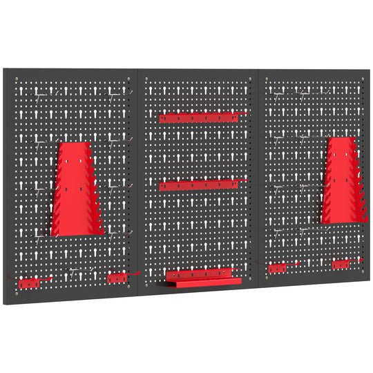 28-Piece Wall-Mounted Tool Pegboard Set with 3 Panels – Black/Red – image 1 of 9
