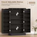 HOMCOM Freestanding Kitchen Pantry Cupboard with Adjustable Shelves & Door Racks - Black