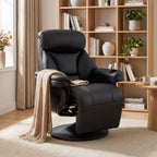 Upholstered Reclining Armchair, Manual Recliner Chair with Footrest and Adjustable Backrest, Black