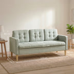 3 Seater Sofa, 169cm Couch with Hidden Storage, Wood Legs, Light Grey
