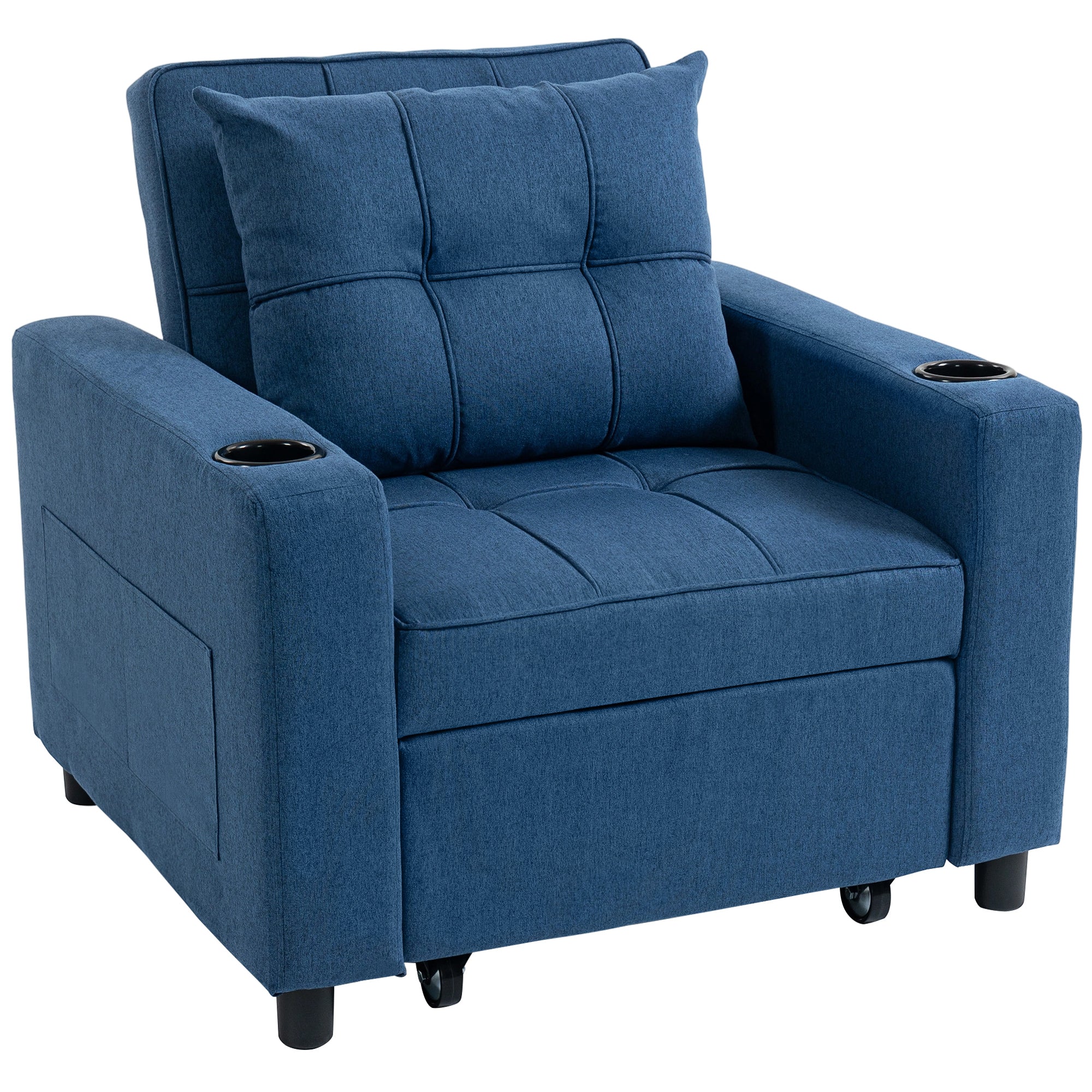 3-in-1 Single Sofa Bed, Convertible Sleeper Chair Bed - Dark Blue