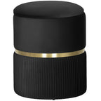 Velvet-Feel Storage Ottoman - Black