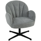 Swivel Accent Chair, Shell-Shaped Armchair with Spring Cushion, Metal Base, Grey