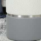 Nesting Round Ottoman with Storage Set of 2 - Cream/Grey