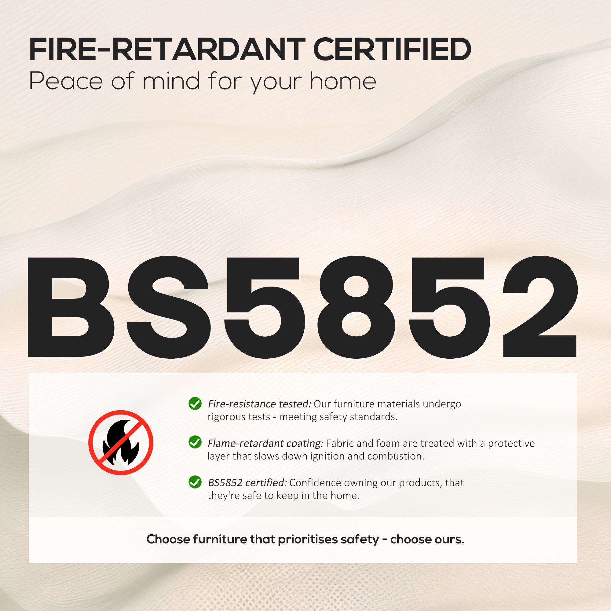 Linen-Look Square Padded Footstool - Black
