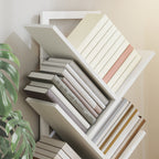 9-Tier Tree Bookshelf, Industrial Free Standing Bookcase with Steel Frame, Display Storage White