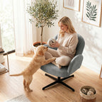 Swivel Accent Chair, Shell-Shaped Armchair with Spring Cushion, Metal Base, Grey