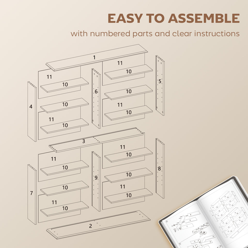 16-Compartment Media Shelf - Rustic Brown