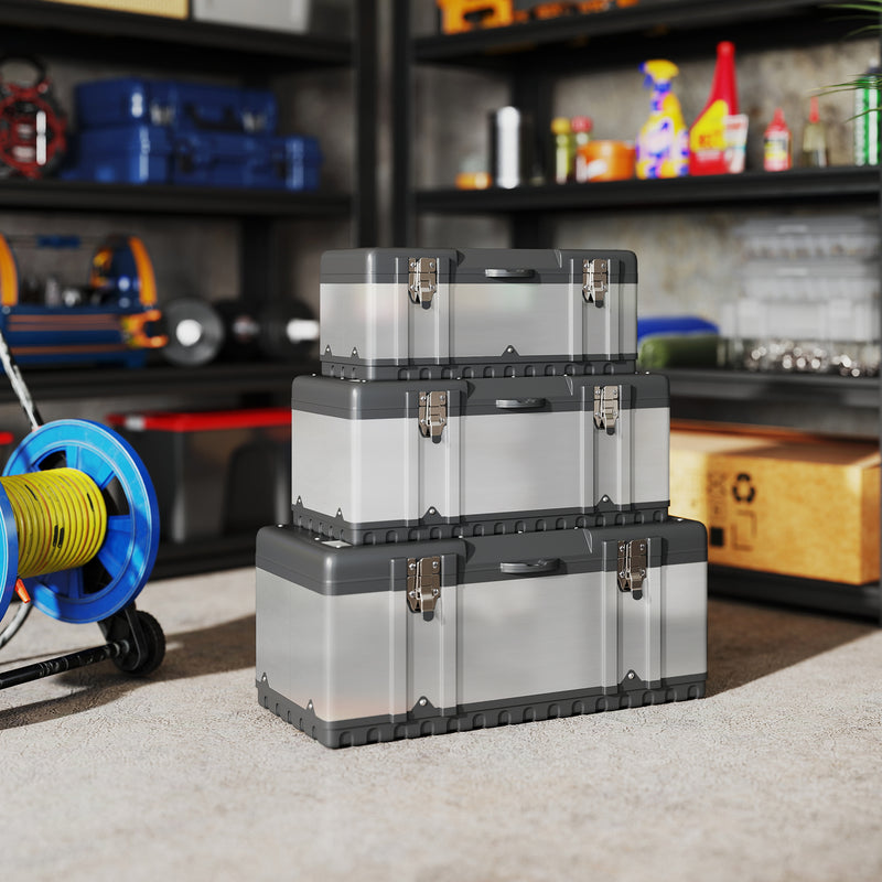 3-Piece Stainless Steel Tool Box Set – 16″/19″/23″ – image 2 of 9