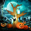 240cm Inflatable Halloween Tree with Ghost, Pumpkins & Owl – image 2 of 9