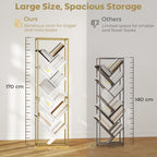10 Shelf Modern-Style Bookshelf - Gold Tone/White