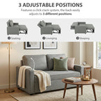 Double Sofa Bed Click Clack Sofa Bed Pull Out Bed with Adjustable Backrest for Living Room and Bedroom Grey
